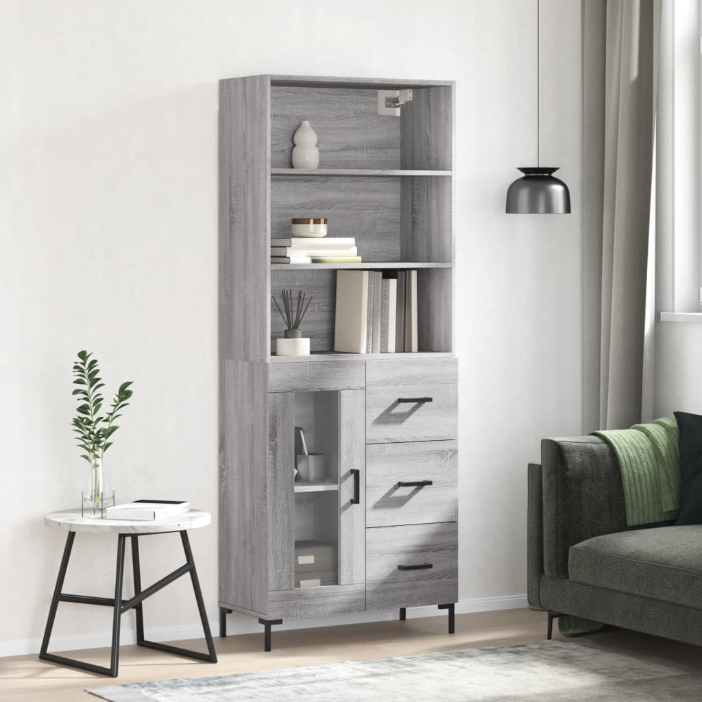 Berkfield Highboard Grey Sonoma 69.5x34x180 cm Engineered Wood