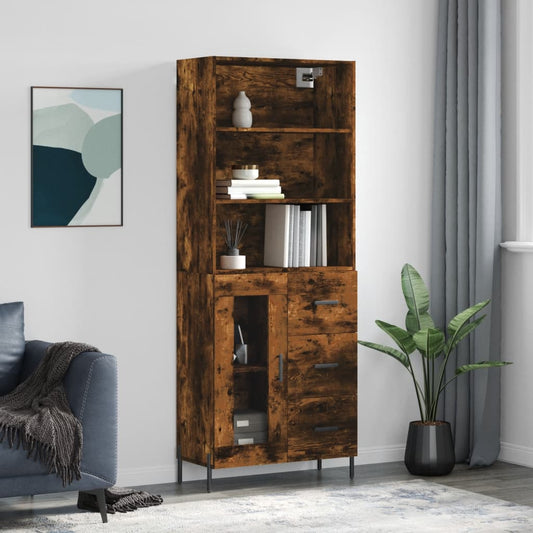 Berkfield Highboard Smoked Oak 69.5x34x180 cm Engineered Wood