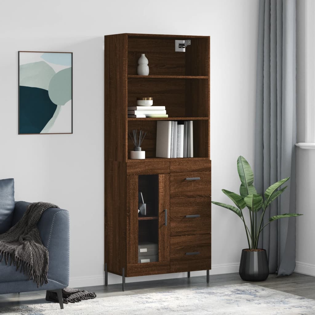 Berkfield Highboard Brown Oak 69.5x34x180 cm Engineered Wood