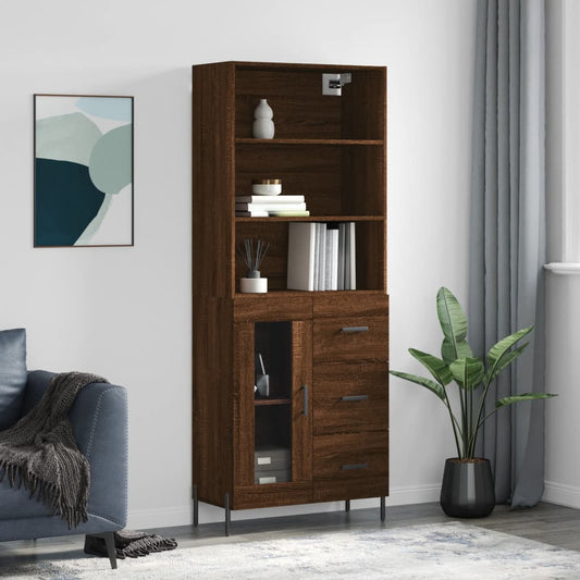 Berkfield Highboard Brown Oak 69.5x34x180 cm Engineered Wood