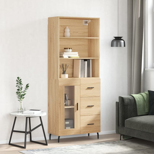 Berkfield Highboard Sonoma Oak 69.5x34x180 cm Engineered Wood