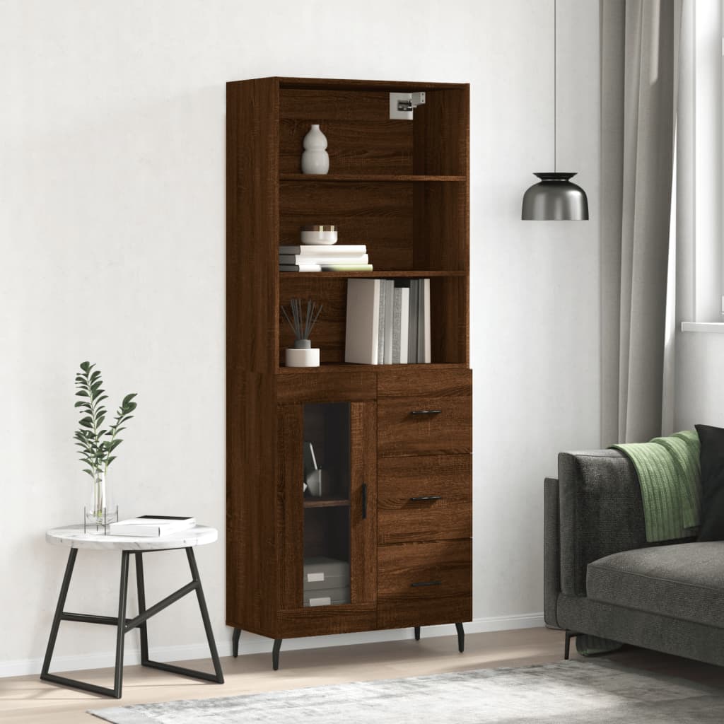 Berkfield Highboard Brown Oak 69.5x34x180 cm Engineered Wood