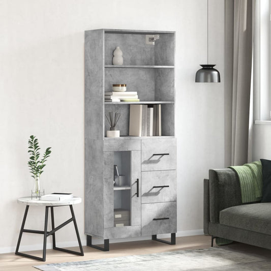 Berkfield Highboard Concrete Grey 69.5x34x180 cm Engineered Wood