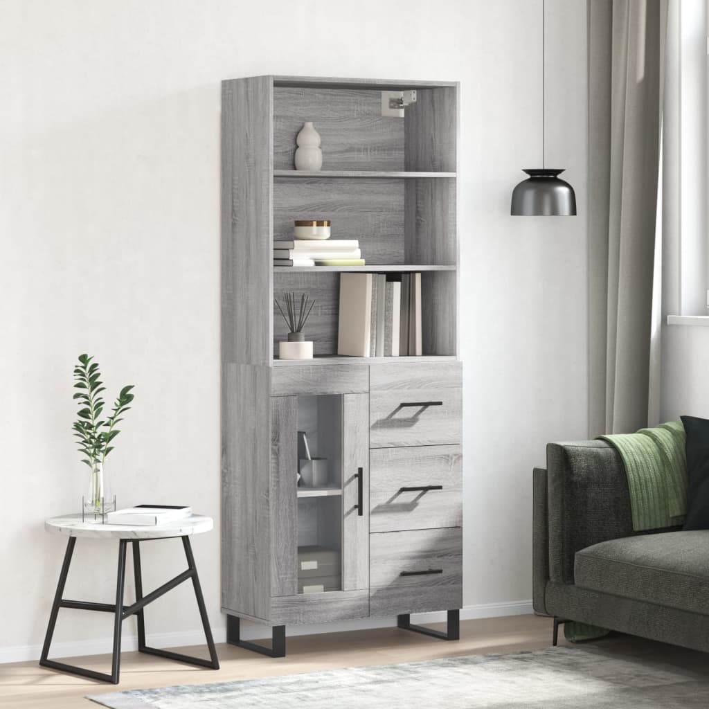 Berkfield Highboard Grey Sonoma 69.5x34x180 cm Engineered Wood
