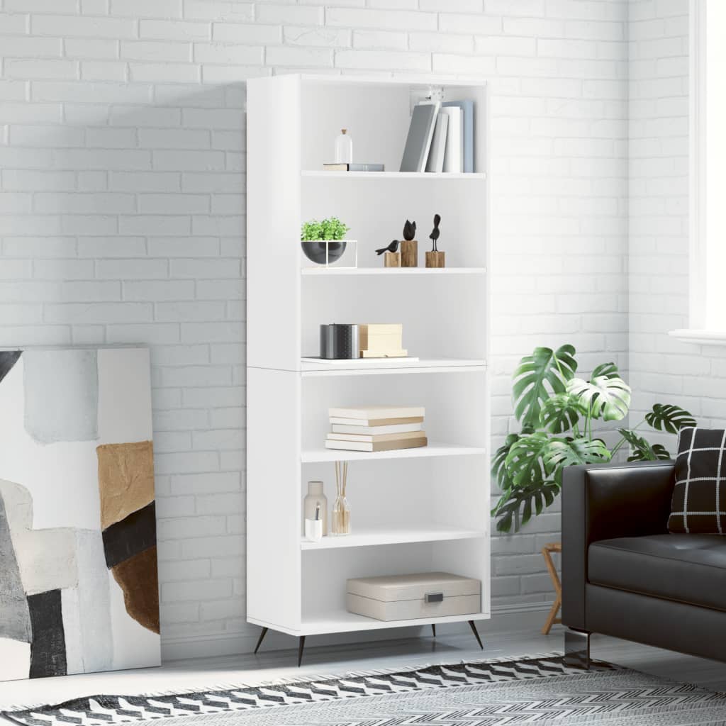 Berkfield Highboard High Gloss White 69.5x32.5x180 cm Engineered Wood