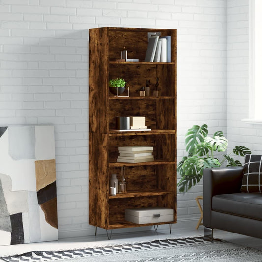 Berkfield Highboard Smoked Oak 69.5x32.5x180 cm Engineered Wood