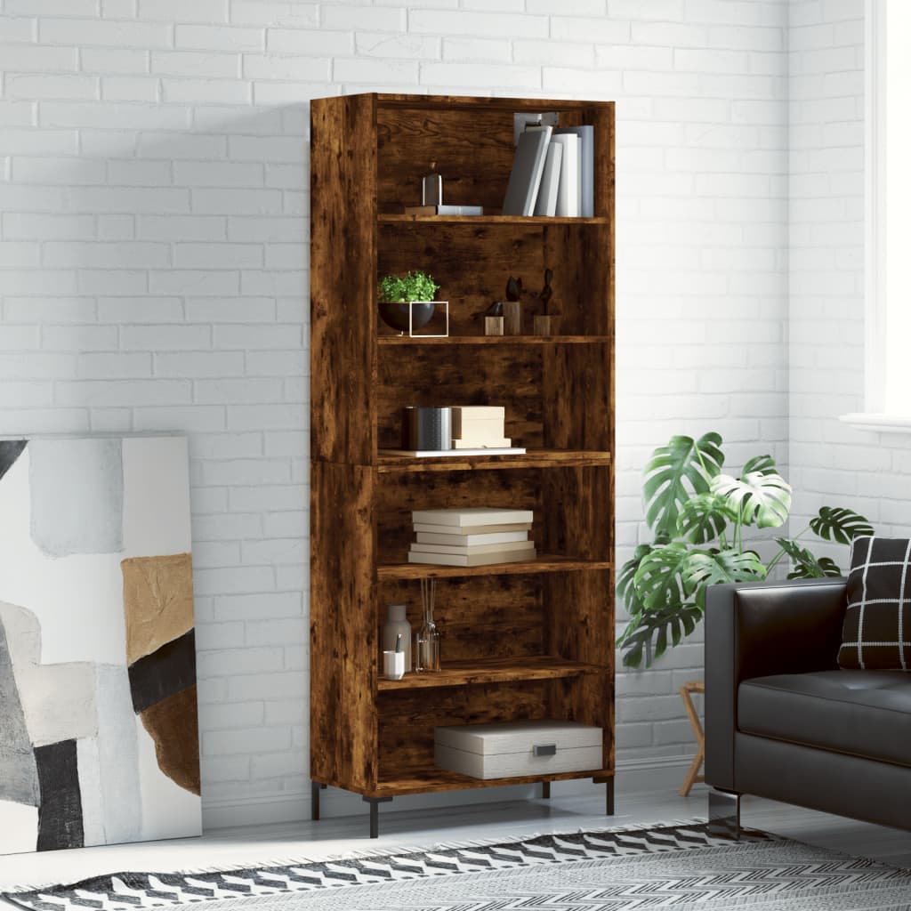 Berkfield Highboard Smoked Oak 69.5x32.5x180 cm Engineered Wood
