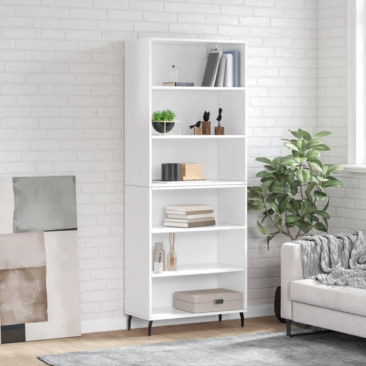 Berkfield Highboard High Gloss White 69.5x32.5x180 cm Engineered Wood