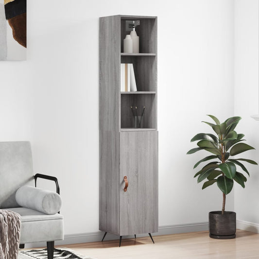 Berkfield Highboard Grey Sonoma 34.5x34x180 cm Engineered Wood