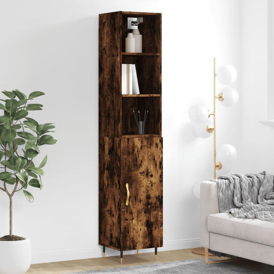 Berkfield Highboard Smoked Oak 34.5x34x180 cm Engineered Wood