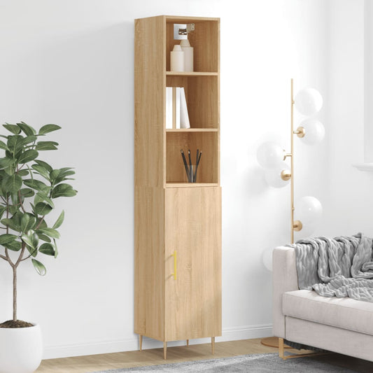 Berkfield Highboard Sonoma Oak 34.5x34x180 cm Engineered Wood