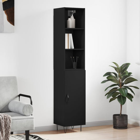 Berkfield Highboard Black 34.5x34x180 cm Engineered Wood