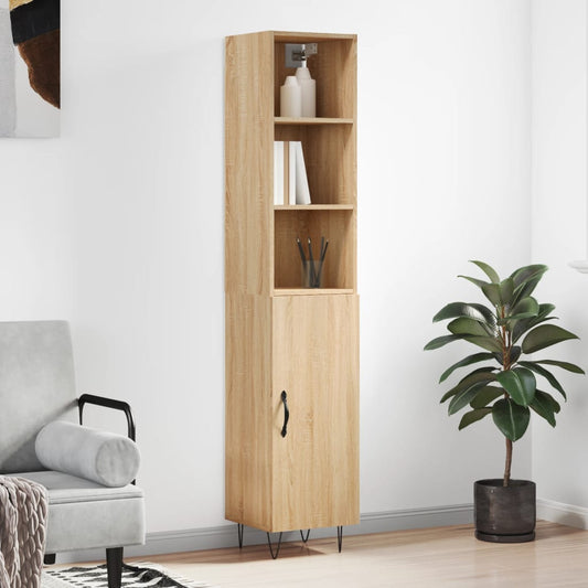 Berkfield Highboard Sonoma Oak 34.5x34x180 cm Engineered Wood
