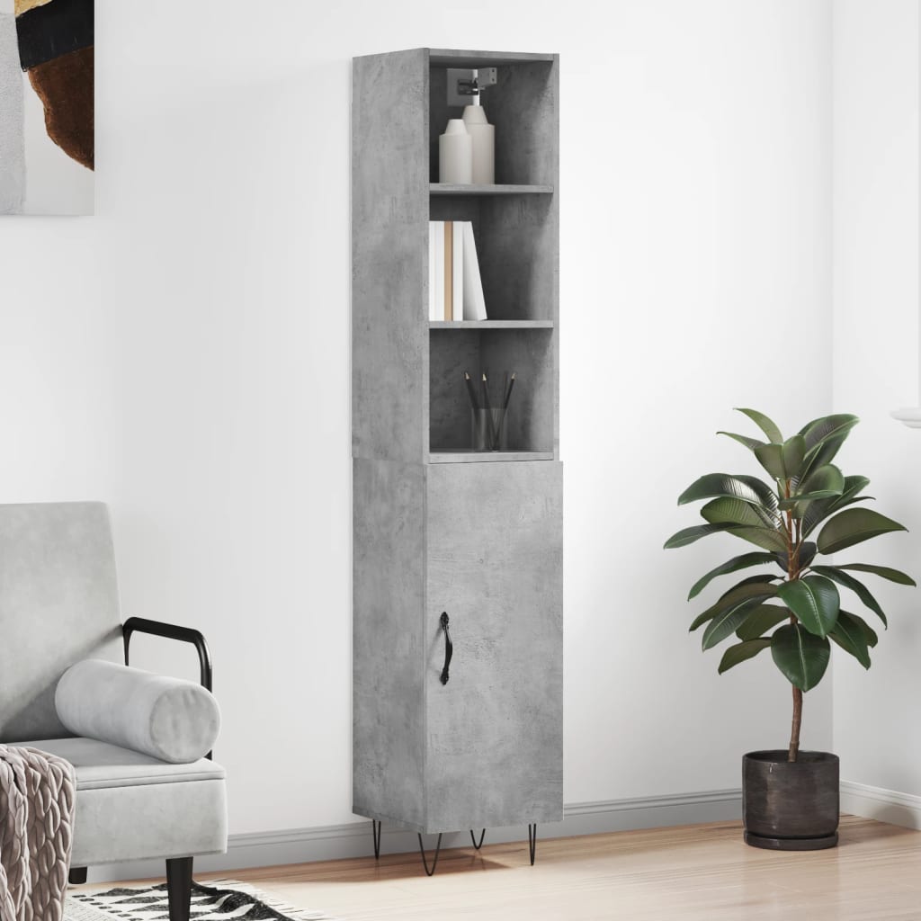 Berkfield Highboard Concrete Grey 34.5x34x180 cm Engineered Wood