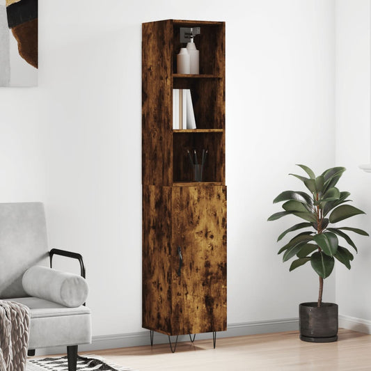 Berkfield Highboard Smoked Oak 34.5x34x180 cm Engineered Wood