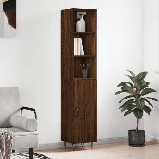 Berkfield Highboard Brown Oak 34.5x34x180 cm Engineered Wood