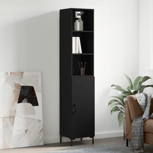 Berkfield Highboard Black 34.5x34x180 cm Engineered Wood