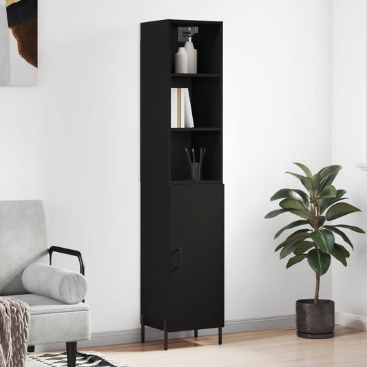 Berkfield Highboard Black 34.5x34x180 cm Engineered Wood
