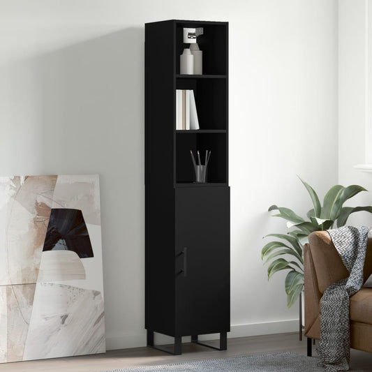 Berkfield Highboard Black 34.5x34x180 cm Engineered Wood
