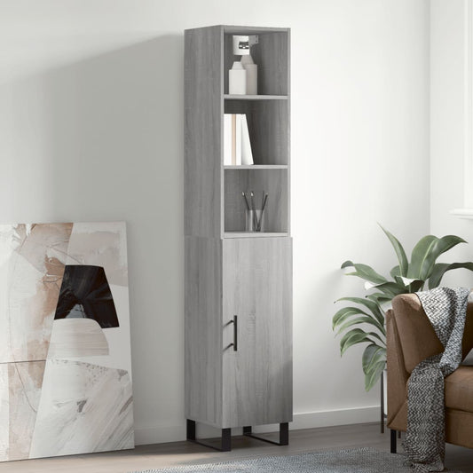 Berkfield Highboard Grey Sonoma 34.5x34x180 cm Engineered Wood