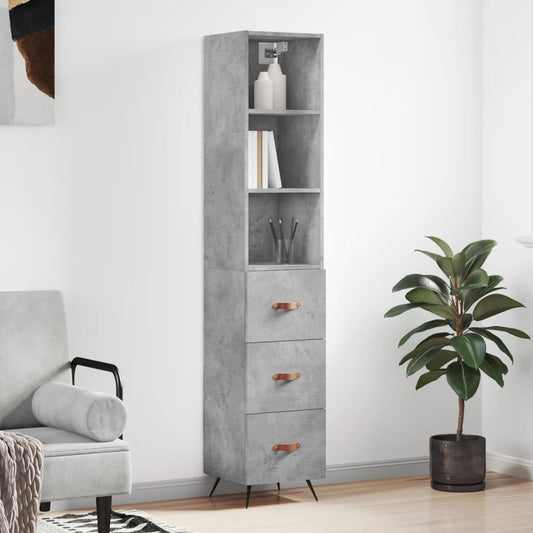 Berkfield Highboard Concrete Grey 34.5x34x180 cm Engineered Wood
