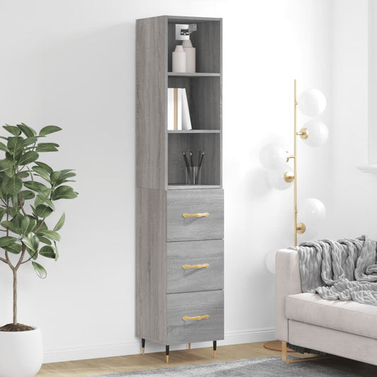 Berkfield Highboard Grey Sonoma 34.5x34x180 cm Engineered Wood