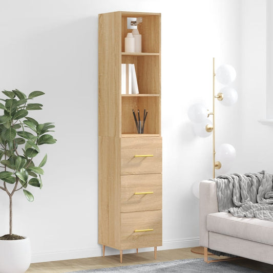 Berkfield Highboard Sonoma Oak 34.5x34x180 cm Engineered Wood