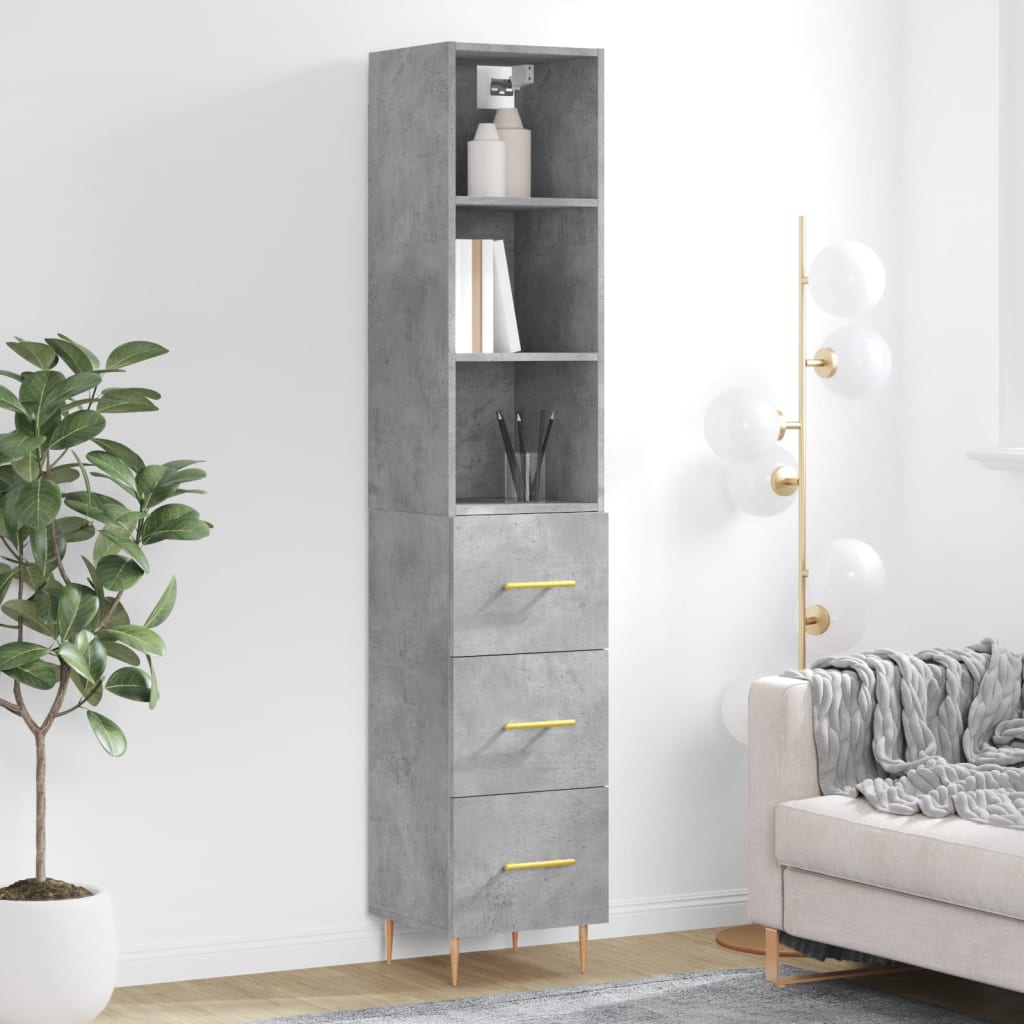 Berkfield Highboard Concrete Grey 34.5x34x180 cm Engineered Wood