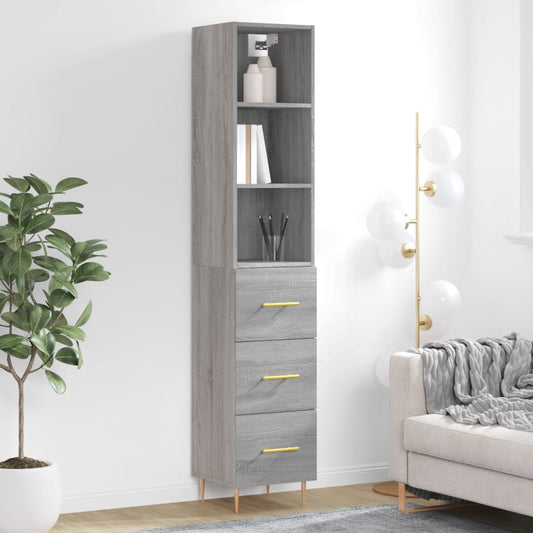 Berkfield Highboard Grey Sonoma 34.5x34x180 cm Engineered Wood