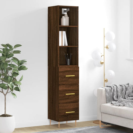 Berkfield Highboard Brown Oak 34.5x34x180 cm Engineered Wood
