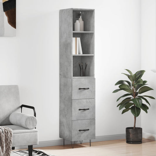 Berkfield Highboard Concrete Grey 34.5x34x180 cm Engineered Wood