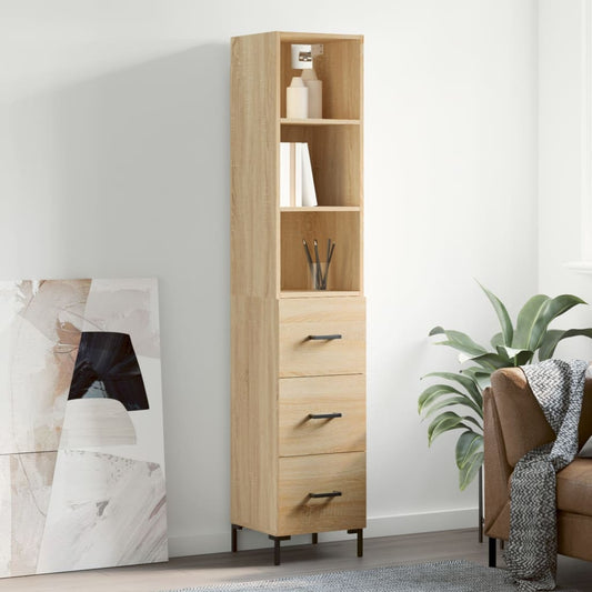 Berkfield Highboard Sonoma Oak 34.5x34x180 cm Engineered Wood