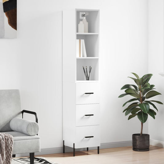 Berkfield Highboard White 34.5x34x180 cm Engineered Wood