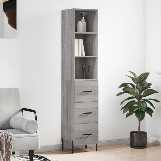 Berkfield Highboard Grey Sonoma 34.5x34x180 cm Engineered Wood