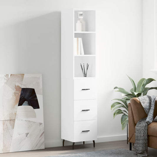 Berkfield Highboard White 34.5x34x180 cm Engineered Wood