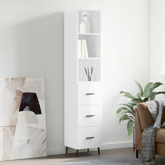 Berkfield Highboard High Gloss White 34.5x34x180 cm Engineered Wood