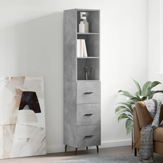 Berkfield Highboard Concrete Grey 34.5x34x180 cm Engineered Wood