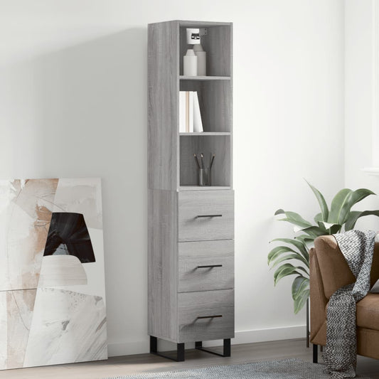 Berkfield Highboard Grey Sonoma 34.5x34x180 cm Engineered Wood