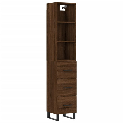 Berkfield Highboard Brown Oak 34.5x34x180 cm Engineered Wood