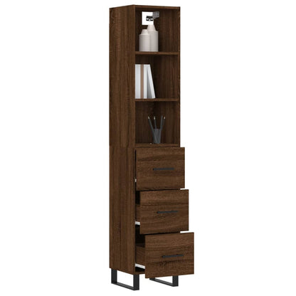 Berkfield Highboard Brown Oak 34.5x34x180 cm Engineered Wood