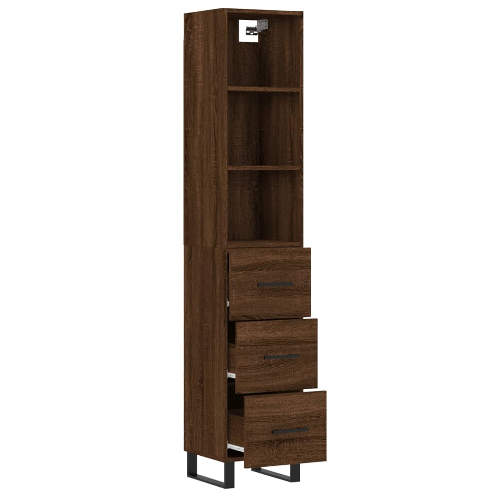 Berkfield Highboard Brown Oak 34.5x34x180 cm Engineered Wood