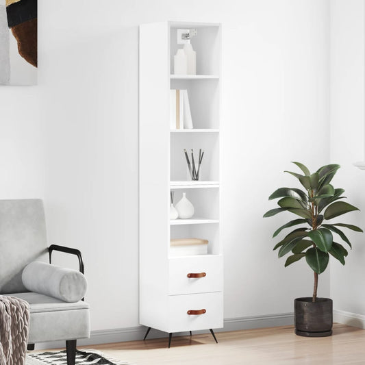 Berkfield Highboard White 34.5x34x180 cm Engineered Wood