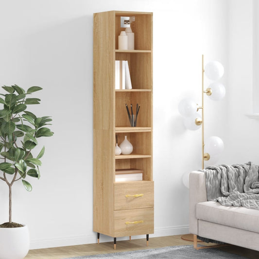 Berkfield Highboard Sonoma Oak 34.5x34x180 cm Engineered Wood