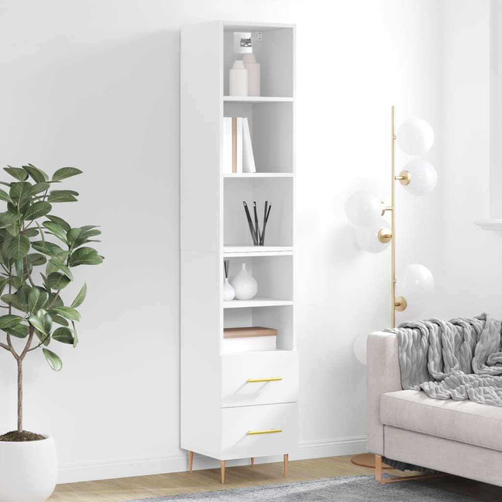 Berkfield Highboard White 34.5x34x180 cm Engineered Wood