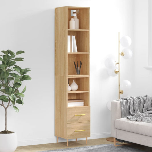 Berkfield Highboard Sonoma Oak 34.5x34x180 cm Engineered Wood