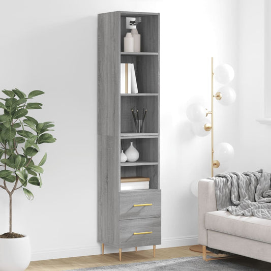 Berkfield Highboard Grey Sonoma 34.5x34x180 cm Engineered Wood