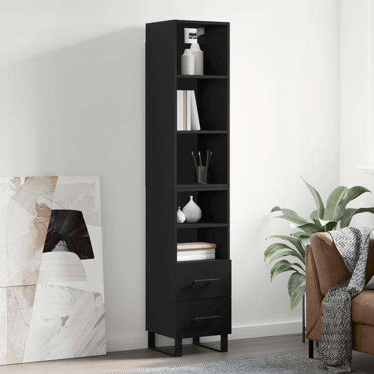 Berkfield Highboard Black 34.5x34x180 cm Engineered Wood