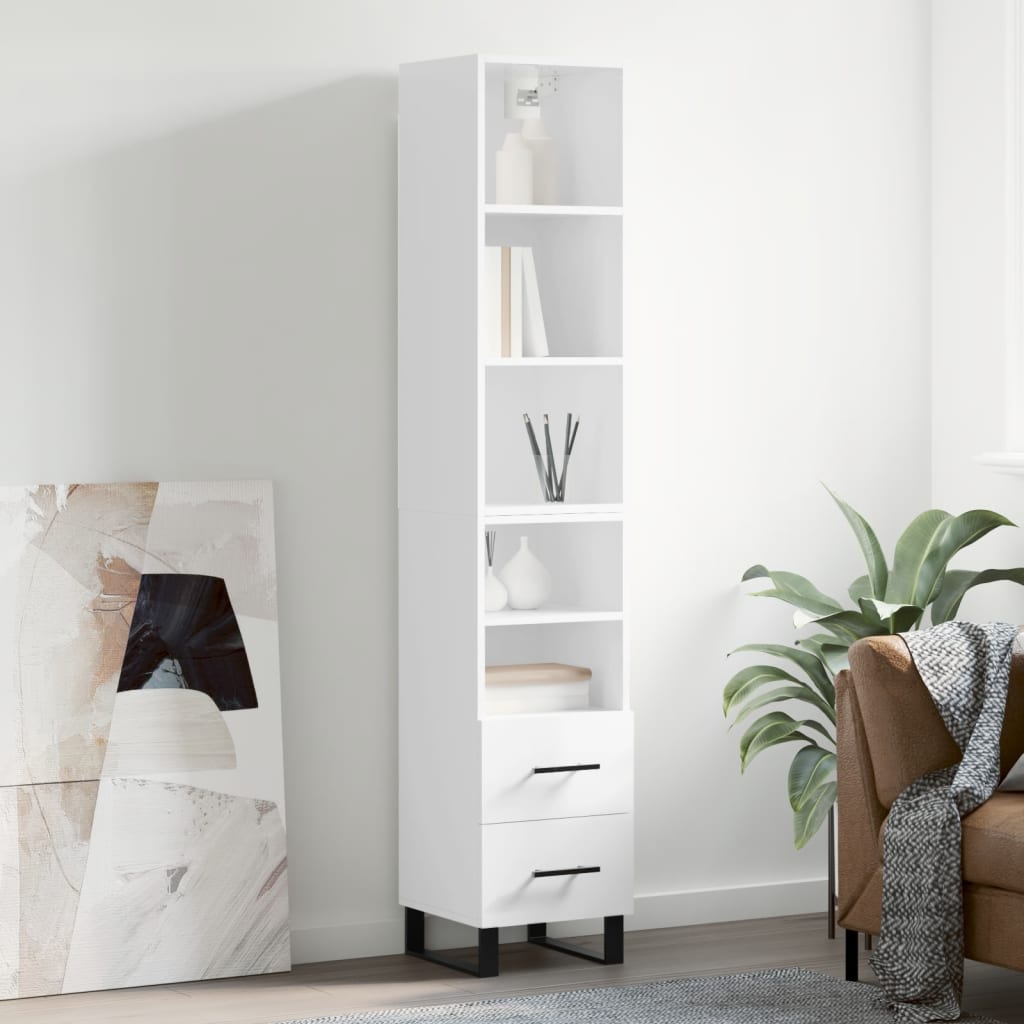 Berkfield Highboard High Gloss White 34.5x34x180 cm Engineered Wood