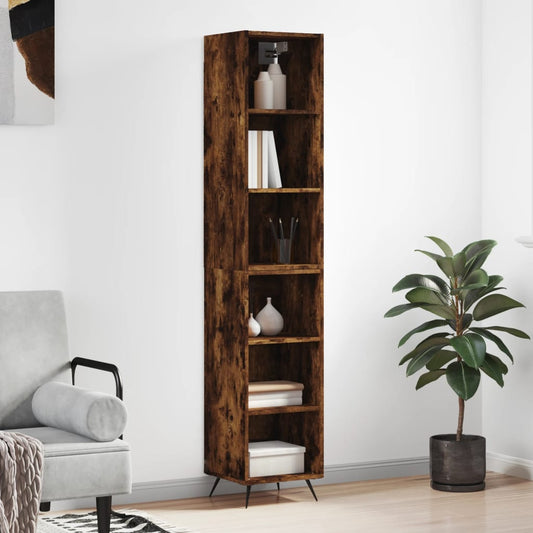 Berkfield Highboard Smoked Oak 34.5x32.5x180 cm Engineered Wood