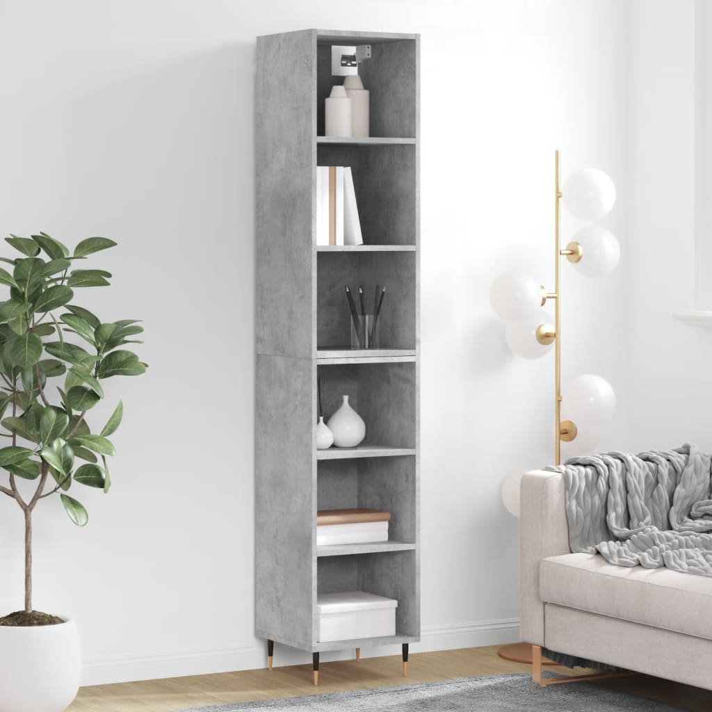 Berkfield Highboard Concrete Grey 34.5x32.5x180 cm Engineered Wood
